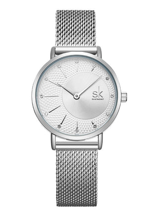 Steel mesh belt diamond watch