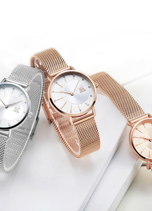 Steel mesh belt diamond watch