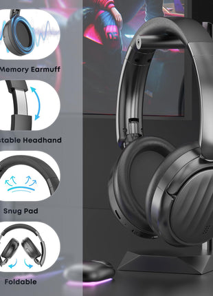 BEHOO Bluetooth Headphones, Wireless Over Ear Bluetooth Headsets with 35H Playtime, HiFi Stereo Foldable Headphones with Foam Ear Cups for Sports, Office, Travel