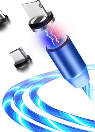Compatible with Apple, Flowing Ligh Magnetic Streamer Data Line Cable for Iphone Android Typec