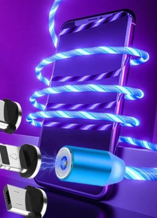 Compatible with Apple, Flowing Ligh Magnetic Streamer Data Line Cable for Iphone Android Typec