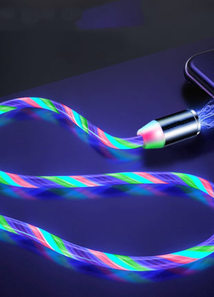 Compatible with Apple, Flowing Ligh Magnetic Streamer Data Line Cable for Iphone Android Typec