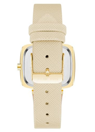 Nine West Women's NW/1856NTNT Gold-Tone and Tan Textured Strap Watch