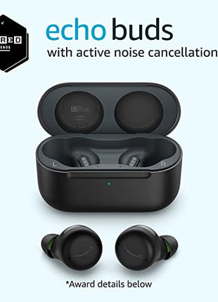 Amazon Echo Buds with Active Noise Cancellation (newest model), Wireless charging case, Black