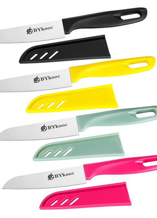 BYkooc 8 pieces Paring Knives (4PCS Peeling Knives and 4PCS Knife Sheath), Ultra Sharp Vegetable and Fruit Knife,German Steel Small Kitchen Knife with PP Plastic Ergonomic Handle