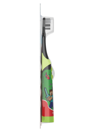 Colgate Kids Battery Powered Minecraft Toothbrush, Extra Soft Kids Battery Toothbrush with 1 AA Battery Included, Made for Ages 3 and Up, Features Easy On and Off Switch, Flat Lay Handle, 1 Count