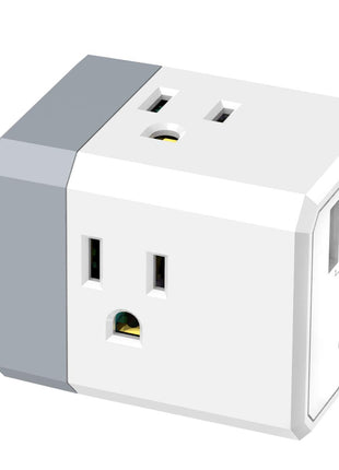 3-Outlet USB Wall Charger and Extender with 3-Way Splitter, ETL Listed - for Home, Office, Cruise Ship