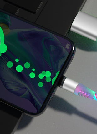Compatible with Apple, Flowing Ligh Magnetic Streamer Data Line Cable for Iphone Android Typec