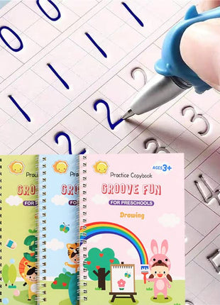 Handwriting Book Practice for Kids,Reusable Grooved Handwriting Workbooks,Writing Practice for Kids Ages 3-5