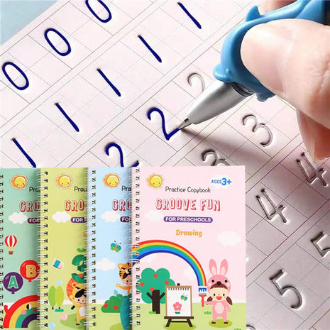 Handwriting Book Practice for Kids,Reusable Grooved Handwriting Workbooks,Writing Practice for Kids Ages 3-5