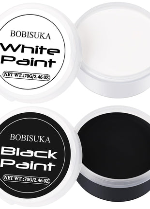 BOBISUKA Halloween Black and White Face Body Paint Oil Based Face Painting Kit for Adult Non Toxic Large Capacity Facepaint for Cosplay Clown Skeleton Vampire Special Effects Makeup