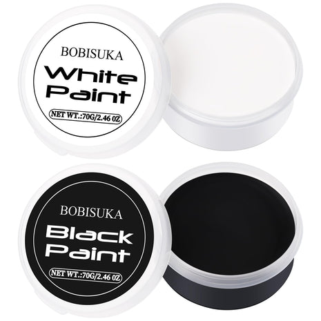 BOBISUKA Halloween Black and White Face Body Paint Oil Based Face Painting Kit for Adult Non Toxic Large Capacity Facepaint for Cosplay Clown Skeleton Vampire Special Effects Makeup