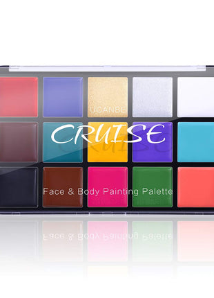 UCANBE Face Body Paint Oil, Professional 15 Colors FX Makeup Palette- Non Toxic Hypoallergenic Safe Facepaint for Halloween, Cosplay Costumes, Parties and Festivals