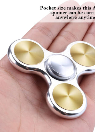 ATESSON Fidget Spinner Toy Ultra Durable Stainless Steel Bearing High Speed Precision Metal Material Hand Spinner Focus Anxiety Stress Relief Boredom Killing Time Toys Silver