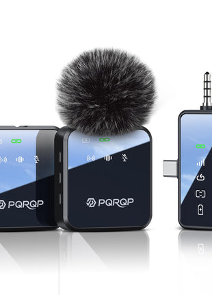 PQRQP 3-in-1 Mini Microphone for iPhone/Android/Camera, Hi-Fi Audio, 48kHz/24-bit, Wireless Microphones, 328ft Range, 20H Battery, Lapel Mic with Noise Reduction for Live Streaming, TikTok, YouTube