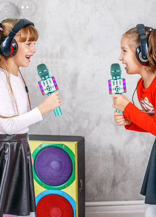 Amazmic Kids Karaoke Microphone Machine Toys for Girls Bluetooth Microphone with LED Light, Birthday Gift for Girls Boys 3 4 5 6 7 8 9 10 11 12 Year Old Kids Toys(Blue)