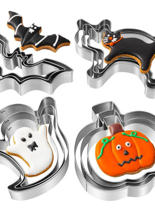 Halloween Cookie Cutters Set - 12 Pieces Stainless Steel Halloween Cookie Cutters Shape,Pumpkin, Ghost, Bat and Cat Cookie Cutter Shapes for Halloween Food Party Decorations