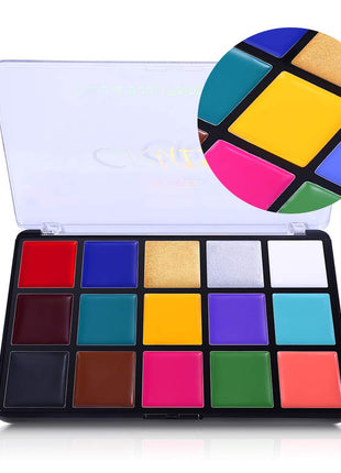 UCANBE Face Body Paint Oil, Professional 15 Colors FX Makeup Palette- Non Toxic Hypoallergenic Safe Facepaint for Halloween, Cosplay Costumes, Parties and Festivals