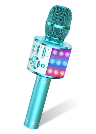 Amazmic Kids Karaoke Microphone Machine Toys for Girls Bluetooth Microphone with LED Light, Birthday Gift for Girls Boys 3 4 5 6 7 8 9 10 11 12 Year Old Kids Toys(Blue)