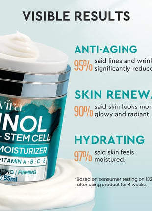 Elvira Retinol Anti Aging Face Moisturizer- Collagen Cream With Stem Cell & Hyaluronic Acid, Instant Face Lift Cream for Skin Tightening and Firming, Wrinkle Smoother for Women & Men, 1.85 Fl Ozi