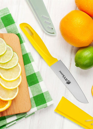 BYkooc 8 pieces Paring Knives (4PCS Peeling Knives and 4PCS Knife Sheath), Ultra Sharp Vegetable and Fruit Knife,German Steel Small Kitchen Knife with PP Plastic Ergonomic Handle