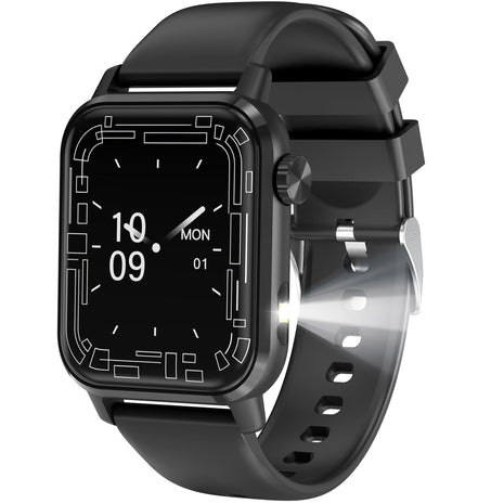 kececo Smart Watch, 1.85" HD Display, 3D Dynamic Dial, 60Hz High Refresh, Bluetooth Calling, LED Flashlight, 100+ Sports Modes (Black)