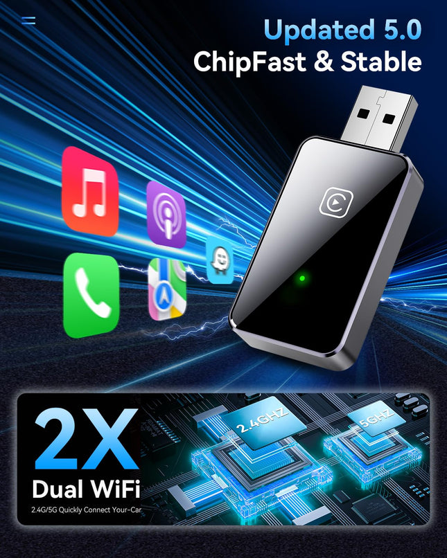 Wireless CarPlay Adapter for iPhone 2025 Upgraded, for Apple CarPlay Wireless Adapter, Plug and Play, Convert Wired Carplay to Mini Wireless CarPlay for iOS 10+