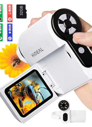 Hideal HP20 IPS Microscope for Kids: [3-in-1] [Easy and Fun] 2" Portable Handheld Microscope Miniscope, Pocket Mini Scope Educational Science Kit, Christmas Birthday Gifts for Kids, 32GB, White