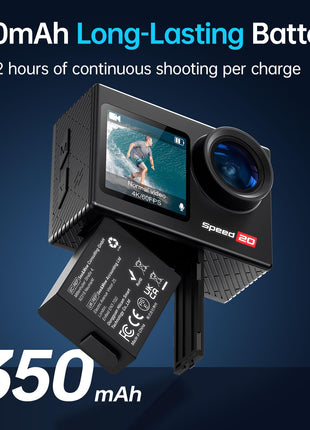 Action Camera 4K 60FPS with Touch Screen 20MP Waterproof Camera Underwater 131FT with EIS for Snorkeling Helmet Bike 170° Wide Angle Remote WiFi 5XZoom
