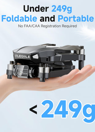 PLEGBLE Drones with Camera for Adults 4K, Brushless Motor Drone for Kids Beginners, FPV Foldable RC Quadcopter with 3 Batteries, 45 Mins Long Flight Time, Beyond-Range Loss Alert, Toys Gifts for Men Boys