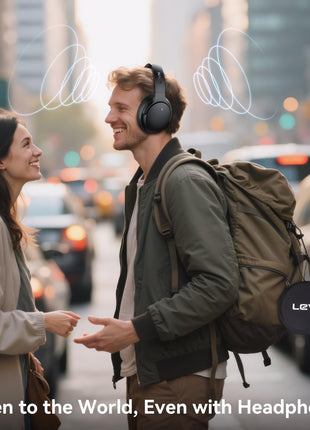 LEVN Hybrid Active Noise Cancelling Headphones, Wireless Headphones Bluetooth 5.4 with Transparent Mode, Hi-Res Audio, Deep Bass, 70H Playtime Over Ear Bluetooth Headset for Work/Travel/Home/Office