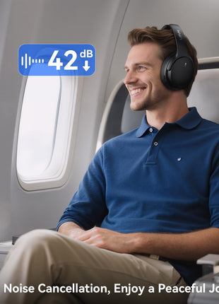 LEVN Hybrid Active Noise Cancelling Headphones, Wireless Headphones Bluetooth 5.4 with Transparent Mode, Hi-Res Audio, Deep Bass, 70H Playtime Over Ear Bluetooth Headset for Work/Travel/Home/Office