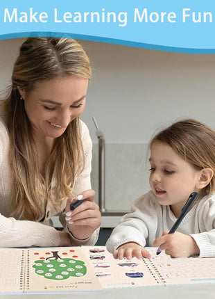 Handwriting Book Practice for Kids,Reusable Grooved Handwriting Workbooks,Writing Practice for Kids Ages 3-5