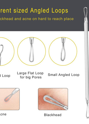 Pimple Popper Tool Kit - Boxoyx 10 Pcs Blackhead Remover Comedone Extractor Kit with Metal Case for Quick and Easy Removal of Pimples, Blackheads, Zit Removing, Forehead,Facial and Nose(Silver)