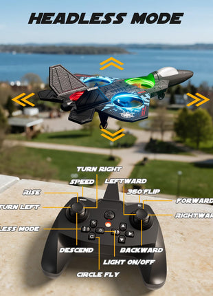 BehooToys oRemote Control Airplane RC Plane Drones for Kids 8-12 Boys Adult Flying Foam Air Plane Toy for Beginner with Stable Hovering,6-axis Gyro,360° Flips,Circle Fly,LED Light,Low Battery Alarm,2.4Ghz
