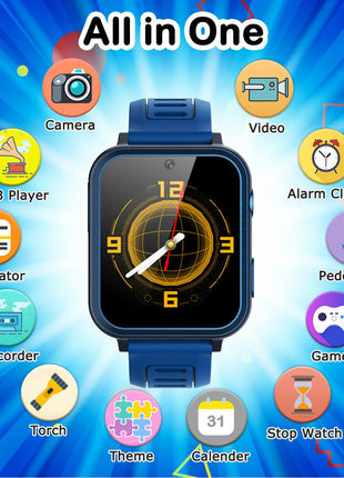 Cosjoype Kids Game Smart Watch for Kids with 24 Puzzle Games HD Touch Screen Camera Music Player Pedometer Alarm Clock Calculator Flashlight 12/24hr Kid Watch Gift for 4-12 Year Old Boys Toys for Kid