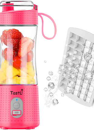 TastLi Portable Blender, USB Rechargeable Juice on the Go Personal Blender for Shakes and Smoothies with Ice Tray (Pink pro)