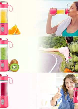 TastLi Portable Blender, USB Rechargeable Juice on the Go Personal Blender for Shakes and Smoothies with Ice Tray (Pink pro)