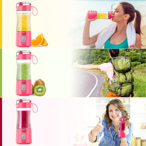 TastLi Portable Blender, USB Rechargeable Juice on the Go Personal Blender for Shakes and Smoothies with Ice Tray (Pink pro)