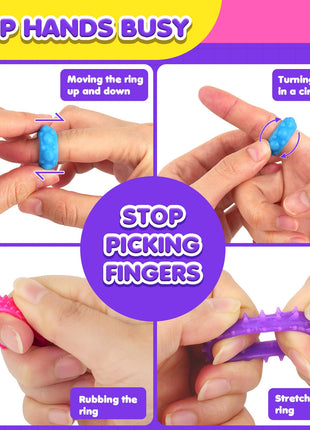 Fidget Toys Sensory Rings for Kids: Fidget Ring 18 Pack - Sensory Toys for Kids with Autism - Quiet Anxiety Fidgets Bulk for Classroom Prize - Stocking Stuffers