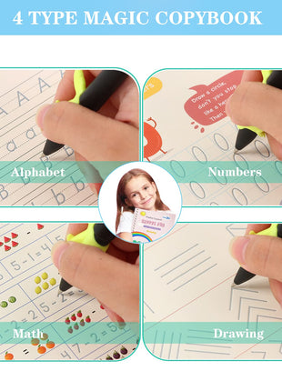 Handwriting Book Practice for Kids,Reusable Grooved Handwriting Workbooks,Writing Practice for Kids Ages 3-5