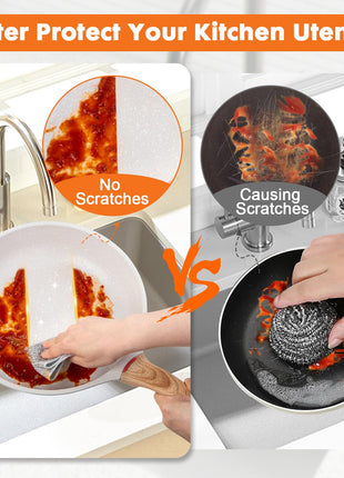 COBETE Non Scratch Wire Dishcloth,Double-Layer Wire Dishwashing Rags for Wet and Dry,Wire Miracle Cleaning Towels and Dish Cloths Multipurpose for Washing Dishes,Cookware, Sinks,Stove Tops,Pack of 6
