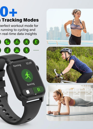 kececo Smart Watch, 1.85" HD Display, 3D Dynamic Dial, 60Hz High Refresh, Bluetooth Calling, LED Flashlight, 100+ Sports Modes (Black)