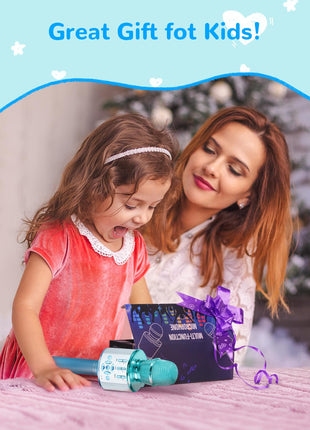 Amazmic Kids Karaoke Microphone Machine Toys for Girls Bluetooth Microphone with LED Light, Birthday Gift for Girls Boys 3 4 5 6 7 8 9 10 11 12 Year Old Kids Toys(Blue)