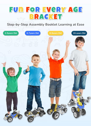 STEM Toys for 5 6 7 8+ Year Old Boy, 10 in 1 Electric Building Toys for Kids Ages 4-8 5-7 6-8, Educational Racing Construction Science Kit for Boys 4-6 8-10, Creative Activities Holiday Birthday Gift