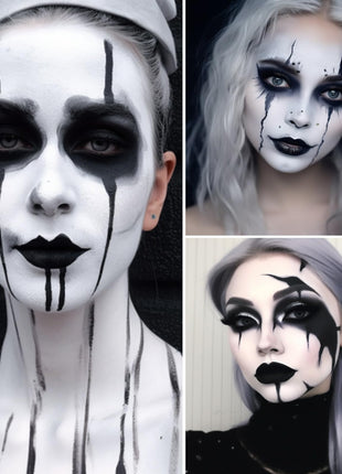 BADCOLOR White Face Body Paint Eye Black Stick for Adults Children Softball Football Baseball Sports , Non-Toxic Hypoallergenic for Halloween SFX Makeup Cosplay Skeleton Clown Costume Parties