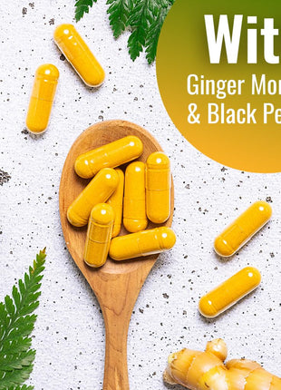 Vitamatic Turmeric Curcumin Supplement (10:1 Equivalent 3000 mg Per Serving, Made with 95% Curcuminoids, Black Pepper, Ginger, Moringa) 120 Vegetable Capsules, Non-GMO, Gluten Free (120 Capsules)