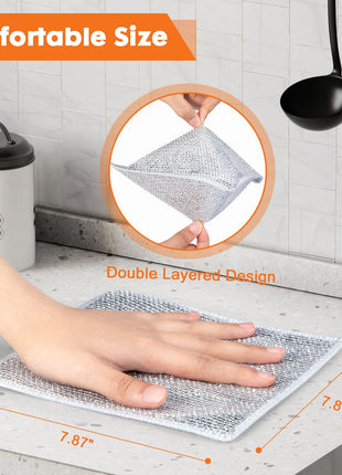COBETE Non Scratch Wire Dishcloth,Double-Layer Wire Dishwashing Rags for Wet and Dry,Wire Miracle Cleaning Towels and Dish Cloths Multipurpose for Washing Dishes,Cookware, Sinks,Stove Tops,Pack of 6