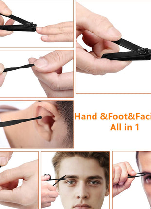 Manicure set Men Personal Care Tools Accessories Finger and Toe Nail Clippers Kit Professional Manicure Pedicure Kit With Travel Case Nail Grooming Kit Present for Men Husband Boyfriend Parent