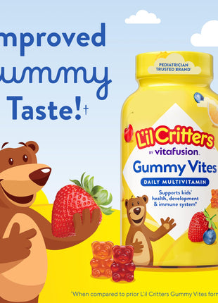 L'il Critters Gummy Vites Daily Kids Multivitamins Assorted Fruit Flavors for Ages 2+ Toddlers & Kids, Gummy Vitamin with Vitamin C and D, 95-190 Day Supply, 190 Gummies